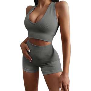 New Arrival Ladies Gym Yoga <b>Short</b> Sets Four Way Stretchable Custom Made Wholesale Comfortable Gym Sets <b>Leggings</b> - Product Image 5