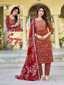 Maruti Fashion's Traditional Two-Tone Rayon Fabric Bordado Work New Catalog Women's Wedding Top Pant Dupatta Set - Product Image 3