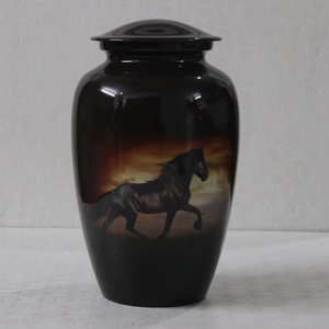 Urna de cremación de aluminio de estilo americano para restos humanos y cenizas, proveedor de fabricante indio de varios colores para hombres y mujeres - Product Image 1