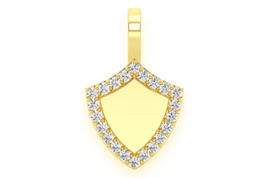 Colgante de escudo grabado de moissanita personalizado, colgantes de logotipo personalizado de oro sólido de 14K para hombres, fabricante de joyería antigua de Hip Hop - Product Image 3