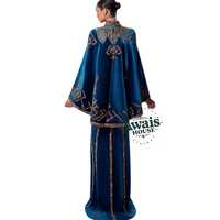 Kaftan de Dubaï pour femmes adultes, grande taille, robe musulmane, mode modeste, vêtement islamique scintillant, perlé, en polyester, fait main, pour mariage, longueur au sol