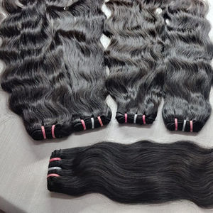 Proveedor de moda Suministro India Doble trama Onda natural Extensiones de cabello Remy brasileño Paquete de cabello humano al por mayor - Product Image 1