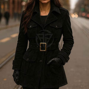 เสื้อโค้ทหนังกลับฤดูหนาวที่ทันสมัยหนังแท้ระบายอากาศได้ดีเป็นมิตรกับสิ่งแวดล้อมพร้อมเส้นสายสะอาดแบบพรีเมี่ยมให้ความรู้สึกหรูหรา - Product Image 5