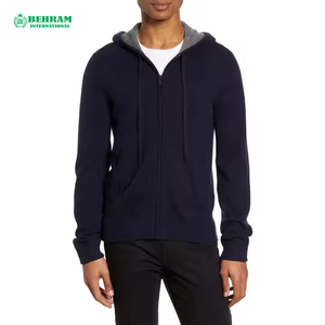 Sweat-shirt à capuche décontracté pour homme, vêtements de sport tendance, sweats à capuche personnalisés avec fermeture éclair pour homme, 100% coton, effet délavé au soleil - Product Image 3
