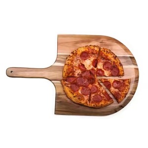 Juego de servidor de cortador de Pizza de madera y cáscara de Pizza con mango de madera plegable para sartén de pizza de Venta caliente hecha a mano - Product Image 4