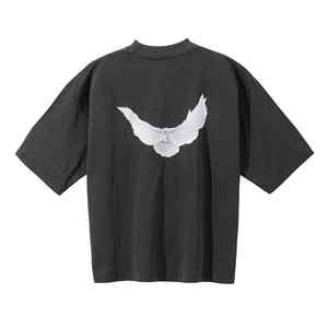 Impression personnalisée Stone Wash Stone Washed T-shirt graphique surdimensionné en coton uni pour hommes - Product Image 4