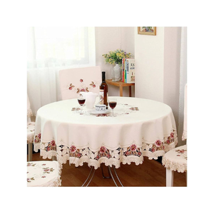 Customizable Floral Pattern Cotton <b>Table</b> Cloth 60x84 Inches Embroidered Design 200 GSM GOTS Certified Soft Wash OEM Ready - Product Image 6