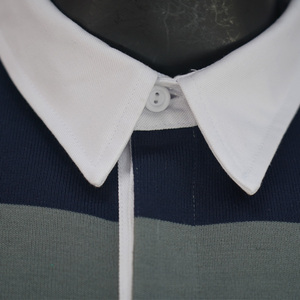 Personalizar Streetwear Rugby Polo de gran tamaño bordado solapa térmica de manga larga Camiseta de algodón Boxy rayas Polo camisas para hombres - Product Image 5