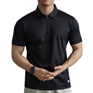 Men's Casual Business for <b>Polo</b> <b>Shirt</b> Summer Short Sleeve Half <b>Zip</b> Design Solid Pattern Knitted Plain Dyed Work <b>Zip</b>-Up Style ODM - Product Image 4