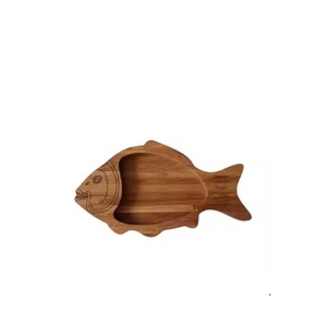 Assiette à poisson en bois naturel assiette en bois faite à la main assiette en bois ronde pour ustensiles de cuisine - Product Image 5