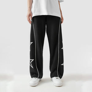 กางเกงวอร์มทรงตรงขาบานผ้าฝ้าย 100% น้ำหนักเบา สไตล์ลำลอง เอวกลาง ทรงโอเวอร์ไซส์ สำหรับผู้ชาย แบบสั่งทำพิเศษ (OEM) - Product Image 1