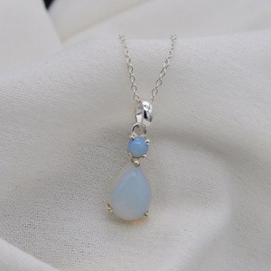 Pendentif en pierre précieuse opalite laiteuse 925 pendentif en argent Sterling fait à la main 925 timbre parfait cadeau de mariage pendentif bijoux - Product Image 4