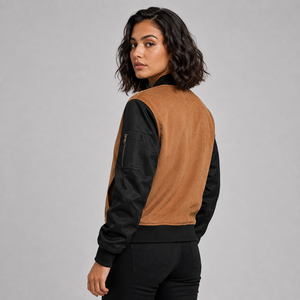 Blouson Bomber Baseball Vintage Matelassé Respirant Coupe-Vent Écologique Personnalisable avec Logo Haute Qualité Faible MOQ pour Femme - En Promotion - Product Image 3