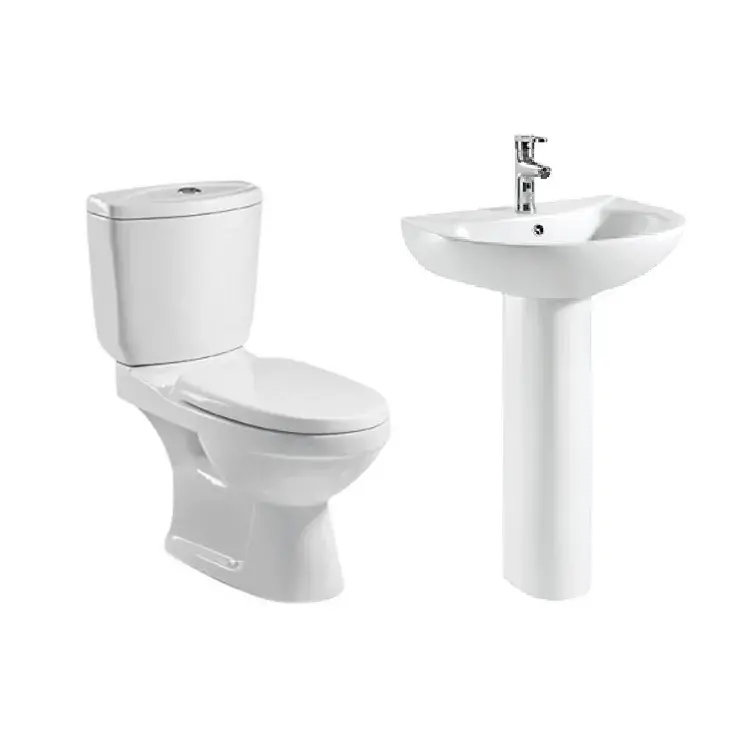 Set alas wastafel Toilet murah keramik cuci bawah 250mm dua bagian Toilet WC mangkuk Closestool