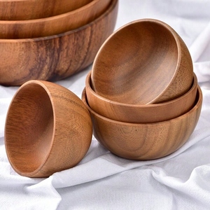 Cuenco para servir de madera natural y ecológico lacado seguro para alimentos, cuenco de madera multiusos para ensalada y fruta para uso diario - Product Image 5