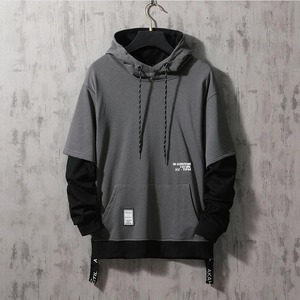 Ensemble pull à capuche et sweat-shirt décontracté pour hommes Nouveau style Hip Hop avec patchwork et vêtements de rue Colorblock - Product Image 3