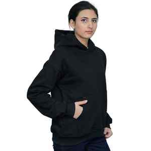 Sweat à capuche surdimensionné décontracté pour femme en noir confortable et doux à manches longues pour Streetwear ou Loungewear - Product Image 3