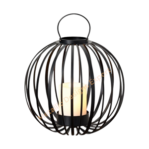 Chic <b>Black</b> Powder Coated Finishing Metal <b>Lantern</b> Candle Jar, Perfect for Indoor/<b>Outdoor</b> Use, Unique Round Accent Decor <b>Lantern</b> - Product Image 1