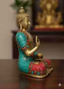 Estatua de Buda de Latón Antiguo Hecha a Mano, Elegante Escultura India Tibetana, Ideal para Meditación, Decoración del Hogar y Ambiente Espiritual - Product Image 4