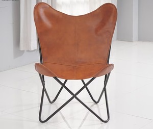 Rustic Leather Butterfly <b>Chair</b> Iron Frame Beautiful Foldable Design <b>for</b> Outdoor Indoor Use <b>for</b> Bedroom Living Room Leisure - Product Image 3