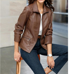 Chaquetas de Cuero para Mujer, Piel de Oveja Original, Transpirables, con Cremallera, OEM, Alta Calidad, Talla Personalizada, Chaqueta de Invierno con Logotipo Original - Product Image 6