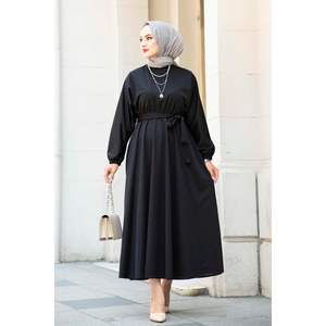 Vestido Hijab con Cinturón para Mujer 100MD-10528 Negro Turquía - Product Image 1