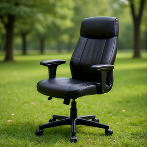 Swivel <b>Stool</b> with Floor Glides Faux Leather Black <b>Adjustable</b> Seat <b>Height</b> 450-650mm BIMOS - Product Image 3