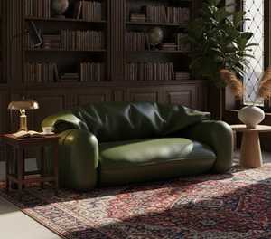 Canapé en cuir véritable léger, écologique et fabriqué à la main de qualité supérieure |   Revêtement en cuir pleine fleur durable |   Qualité commerciale - Product Image 3