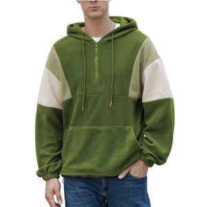 100% Polyester hiver polaire épaules tombantes pull Style décolleté croisé ourlet côtelé poignets poche sweats à capuche surdimensionnés - Product Image 1