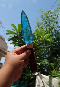 Hermosa Daga de Obsidiana Aqua Pulida y Atada a Mano, Piedra Preciosa Hecha a Mano, Regalo Wiccano, Figura de Mascota Premium, Elimina la Negatividad - Product Image 5