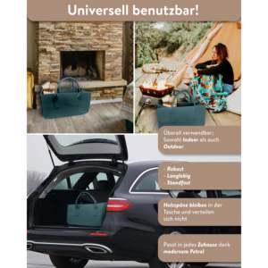 Sac de transport en feutre couleur pétrole pour bois de chauffage et organisateur de vêtements d'extérieur - Product Image 5