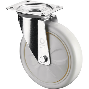 BS Casters for Furniture White <b>Plastic</b> Base 135 X 110 mm 150 mm <b>Wheel</b> Diameter 650 kg Load Capacity Swivel Caster - Product Image 3