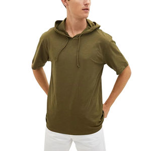 Camiseta con Capucha de Forro Polar de Algodón para Hombre, al por Mayor, Transpirable, Suave, Ligera, Informal, Ecológica, con Logotipo y Estampado Personalizados - Product Image 5