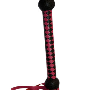 Flogger de doble punta de cuero de gamuza de piel de vaca negra roja para equipo de Bondage - Product Image 2