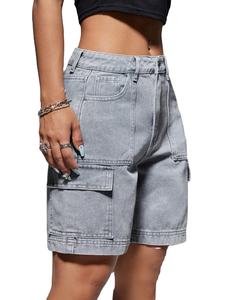 Pantalones cortos de mezclilla de cintura media para hombre de talla grande sólido Casual Slim 100% algodón ecológico transpirable verano - Product Image 5