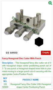 Cortador de disco hexagonal elegante con punzón GS 589DD Herramientas de joyería de acero para joyería - Product Image 2