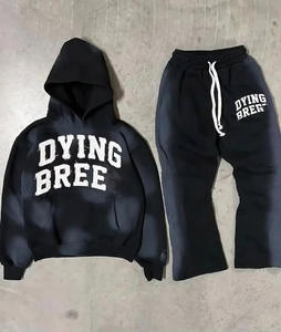 Conjunto Deportivo Vintage Personalizado con Cremallera, Sudadera con Capucha y Pantalones Deportivos de Pierna Recta y Corte Acampanado para Hombre - Product Image 1