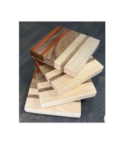 Sous-verre en bois de noyer noir/blanc avec joint forme carrée sous-verre en cuir PU personnalisé avec Logo de gravure au Laser - Product Image 1