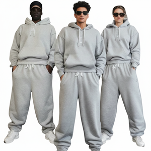 Ensemble sweat-shirt et pantalon de survêtement unisexe décontracté d'hiver avec logo personnalisé, uni, en molleton 100% coton, respirant, faible MOQ - Product Image 1