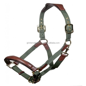 Licou de cheval en nylon de luxe, fait à la main, personnalisé, cuir marron, durable, avec finition en laiton, 10 pièces - Product Image 5