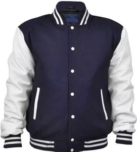Chaqueta universitaria de estilo callejero para hombre, chaqueta universitaria de cuero genuino, mezcla de lana XS, chaqueta CollegeBaseballjacket para hombre - Product Image 1