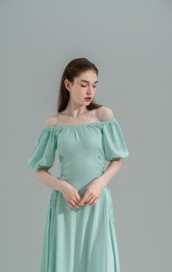 Robe élégante en lin, robe en lin avec marguerite à manches ballon, robe avec poches, robe de demoiselle d'honneur, idée cadeau, cadeau de Noël - Product Image 4