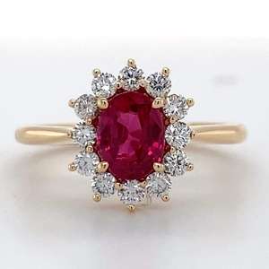 Çarpıcı Gia ısıtılmamış Ctw canlı kırmızı yakut D Vs 925 ayar gümüş 14k altın kaplama Halo nişan yüzüğü - Product Image 1