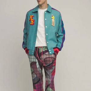 Veste Letterman Varsity Réversible OEM Personnalisée de Haute Qualité pour Hommes en Laine Vierge Patchwork Broderie Rayure Stand High Street - Product Image 3