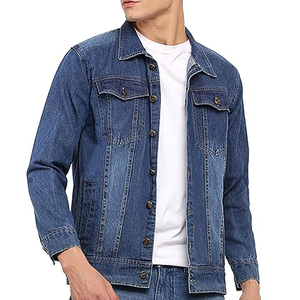 Venta al por mayor en blanco de los hombres chaqueta de mezclilla de manga larga de un solo botón de mezclilla vaquero negro chaqueta de mezclilla para los hombres - Product Image 6