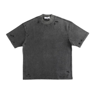 High Quality Custom Acid Washed T Shirt Men Heavyweight Blank Plain Oversized T Shirt 100% Cotton Jersey For Men's T-Shirt - Product Image 1
