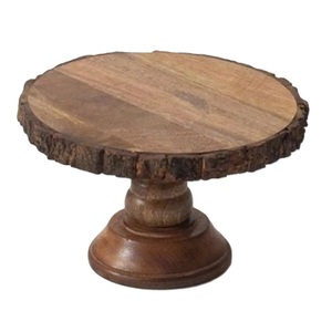 Rustic Wood Cake <b>Stand</b> with Natural <b>Tree</b> Bark Handcrafted Wooden Dessert Display Platter for Weddings, Parties, and Table Decor - Product Image 2