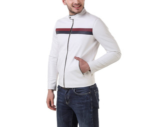 Veste en cuir avec deux bandes de cuir avant fabriquées par Wings trading, vente directe d'usine en gros - Product Image 5