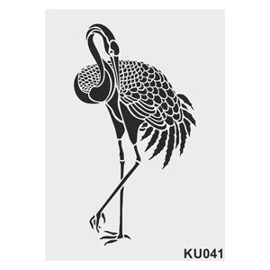 Stencil Design Ku041 cicogna-decorazione da parete, mobili, piastrelle, modelli di pittura su tessuto 35x49cm