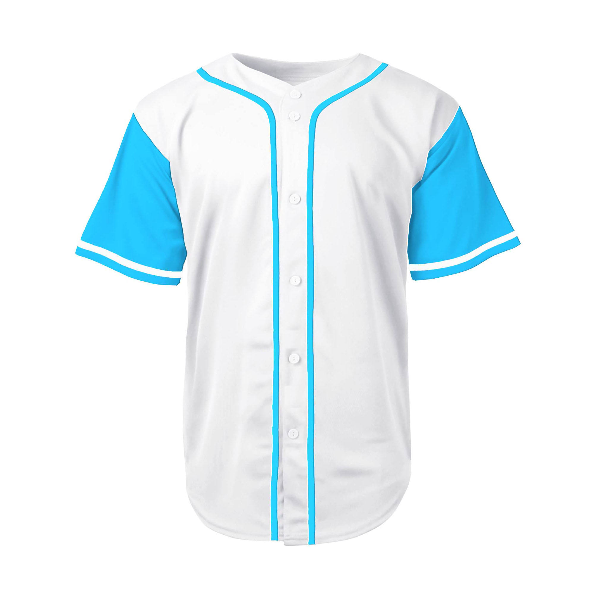 White/Light Blue Baseball Jersey Premium Quality Team Apparel